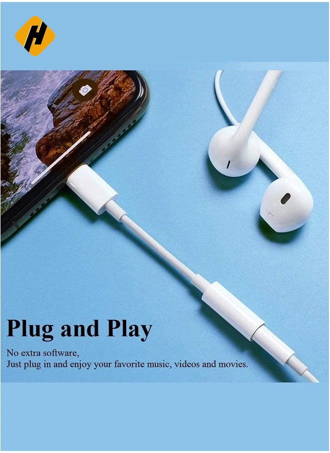 HuHa - 2-Pack Lightning to 3.5mm AUX Jack Adapter for iPhone – White, Headphone Converter Cable - Image 1