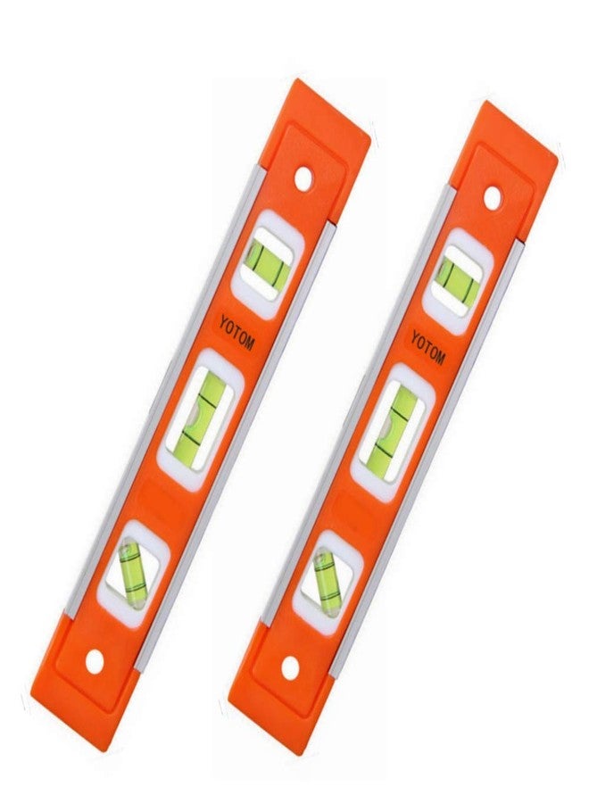 YOTOM 2pcs 9 inch Aluminum-Sided Magnetic Torpedo Level, Box Level Spirit Bubble level - Orange - Image 1
