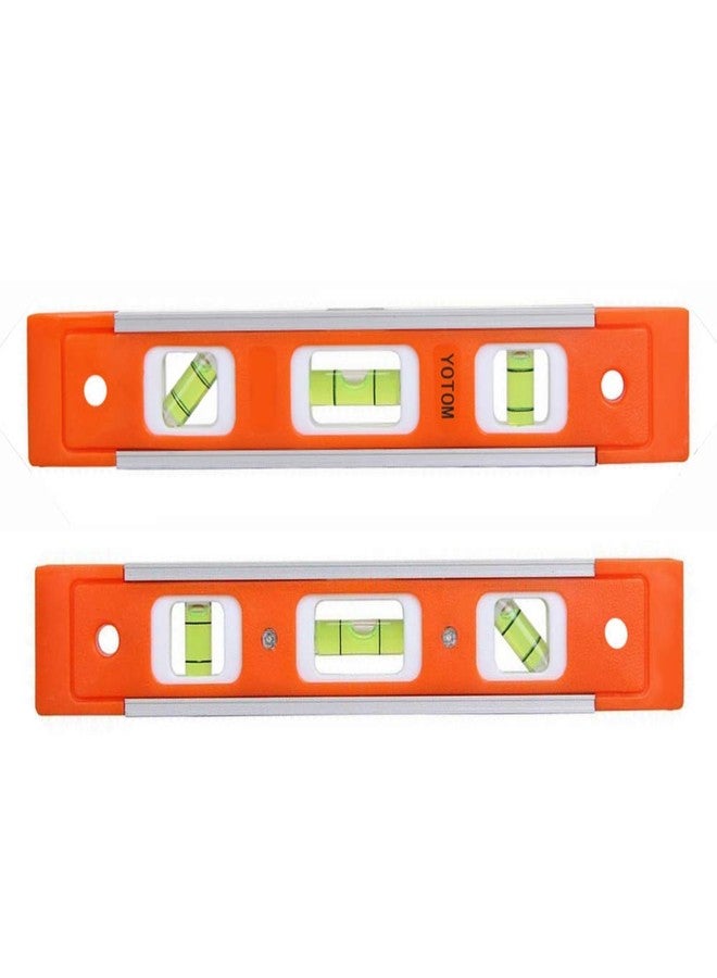 YOTOM 2pcs 9 inch Aluminum-Sided Magnetic Torpedo Level, Box Level Spirit Bubble level - Orange - Image 2