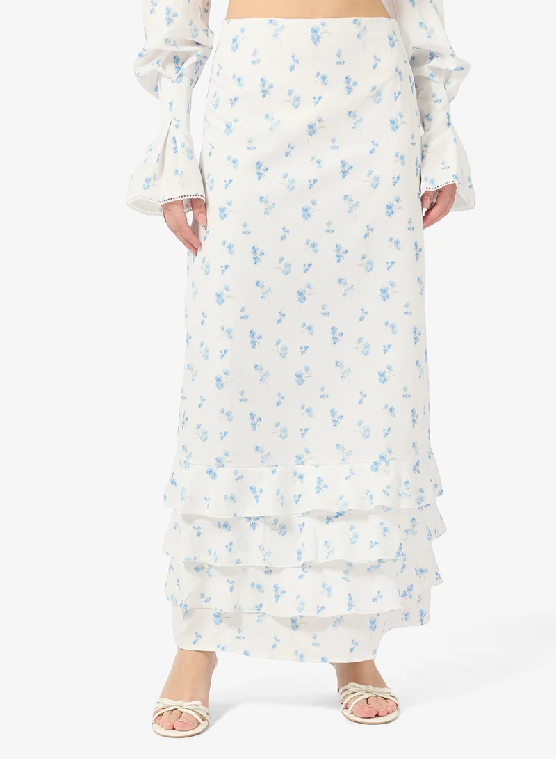 ELLA Ditsy Print Crop Top & Skirt Set