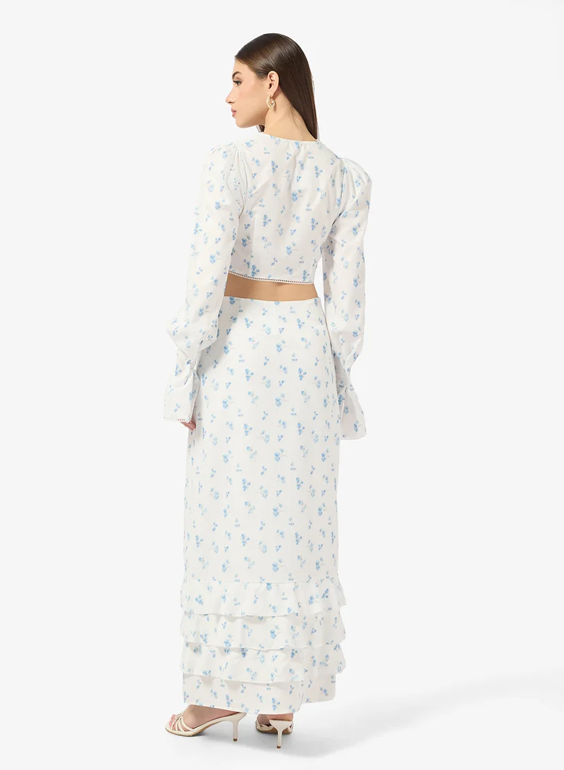 ELLA Ditsy Print Crop Top & Skirt Set