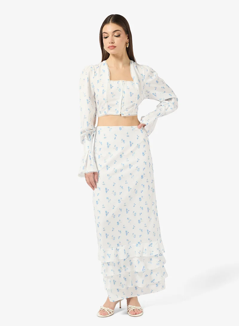 ELLA Ditsy Print Crop Top & Skirt Set