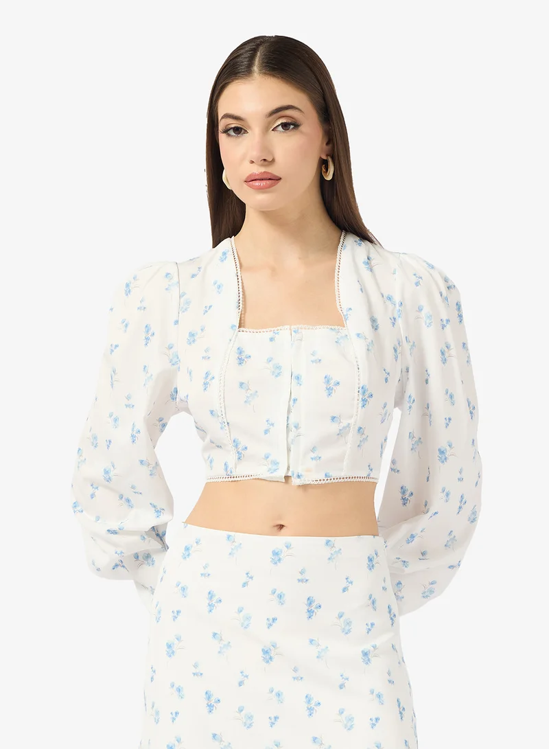 ELLA Ditsy Print Crop Top & Skirt Set