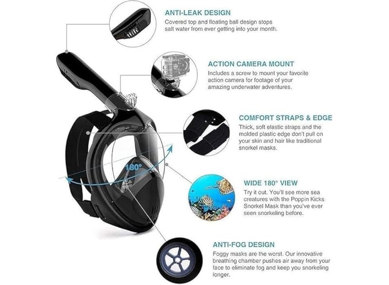 Full face diving mask, foldable, anti-fog, wide underwater vision for children and adults - Image 4