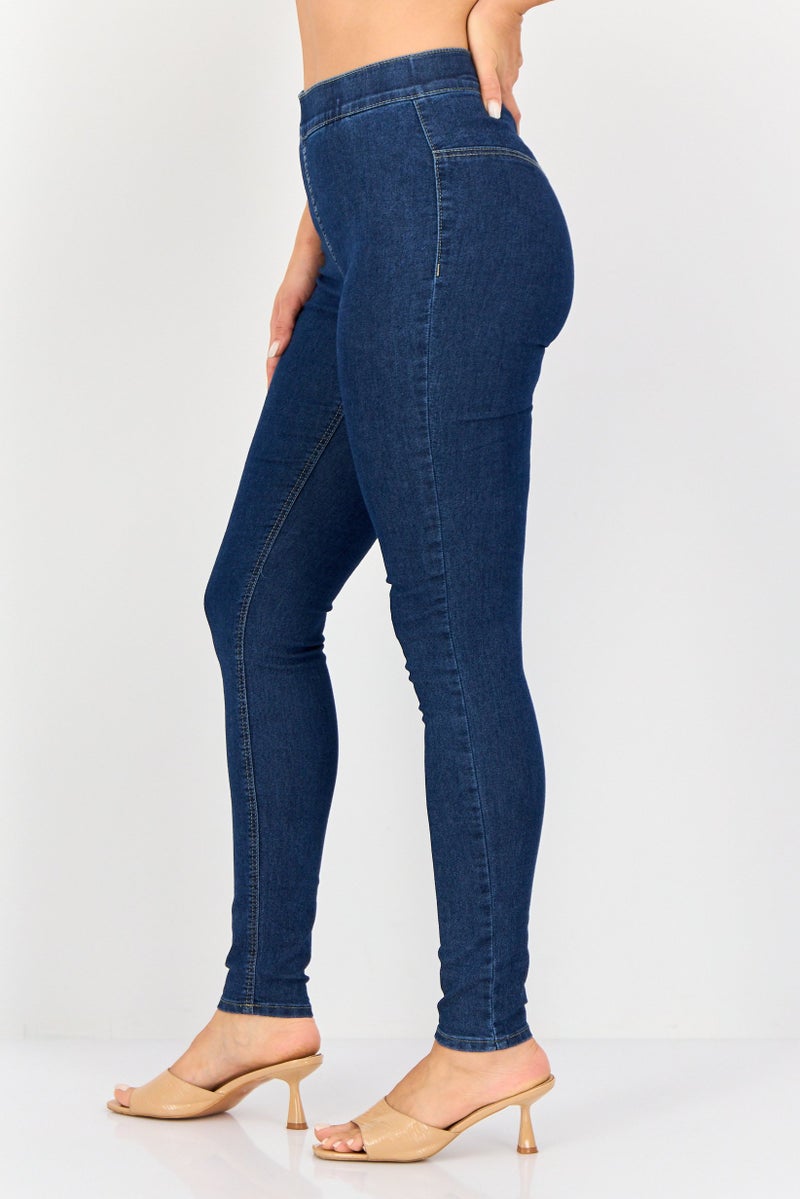 JDY Women Skinny Fit Solid Stretchable Jeans, Blue - Image 2
