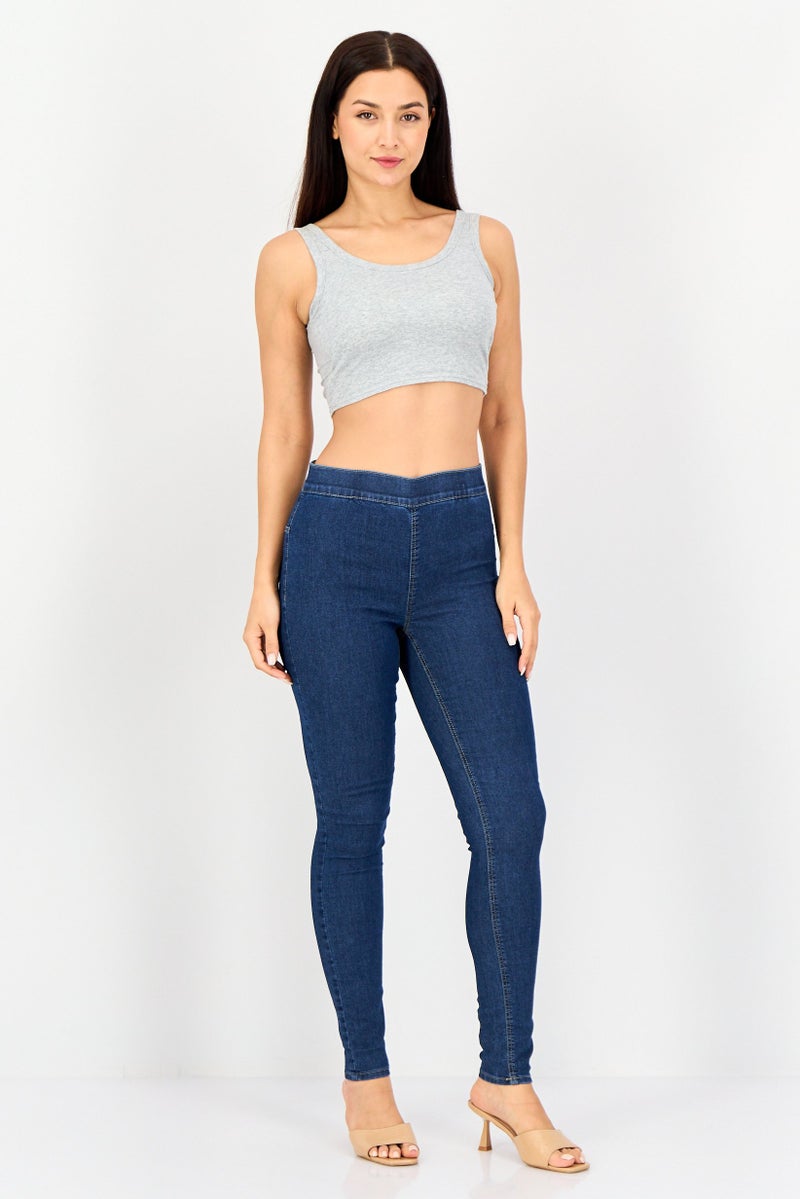 JDY Women Skinny Fit Solid Stretchable Jeans, Blue - Image 3