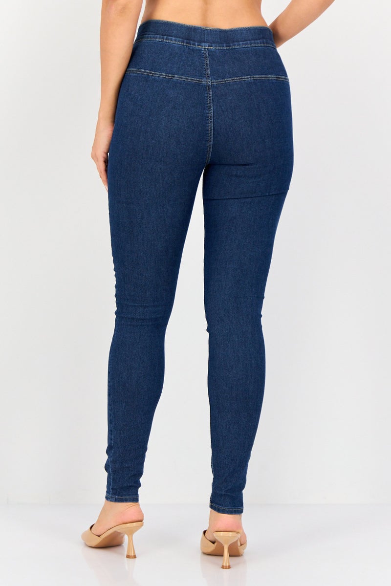JDY Women Skinny Fit Solid Stretchable Jeans, Blue - Image 4