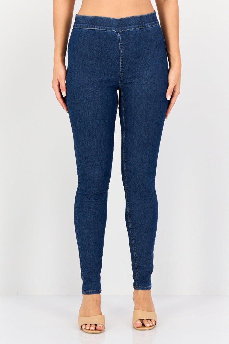 JDY Women Skinny Fit Solid Stretchable Jeans, Blue - Image 1