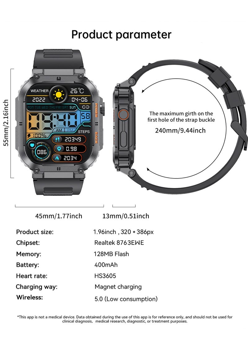 Smart Watch for Men Bluetooth Calling 1.95 AMOLED Screen Sport Fitness Tracker Waterproof Smartwatch for Android iOS with Silver Steel Band - Image 4