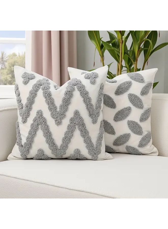 Boho Geometric Pillow Cover Grey Ovals Pattern 17 72 Inch Zipper Closure - Image 4