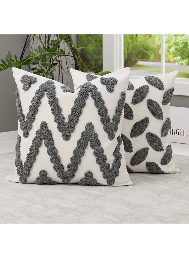 Boho Geometric Pillow Cover Grey Ovals Pattern 17 72 Inch Zipper Closure - Image 3