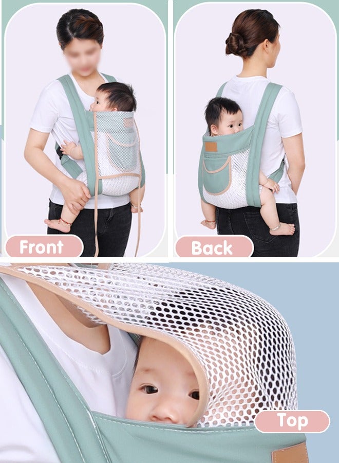 Sharpdo Ergonomic Baby Carrier with Pocket, Double Layer Mesh Baby Sling for Newborn, Infant, Toddler, Baby Strap for all Seasons, Green - Image 4