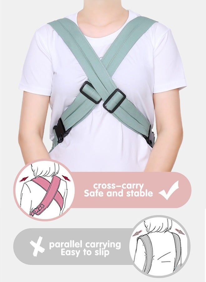 Sharpdo Ergonomic Baby Carrier with Pocket, Double Layer Mesh Baby Sling for Newborn, Infant, Toddler, Baby Strap for all Seasons, Green - Image 3