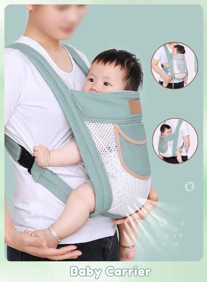 Sharpdo Ergonomic Baby Carrier with Pocket, Double Layer Mesh Baby Sling for Newborn, Infant, Toddler, Baby Strap for all Seasons, Green - Image 1