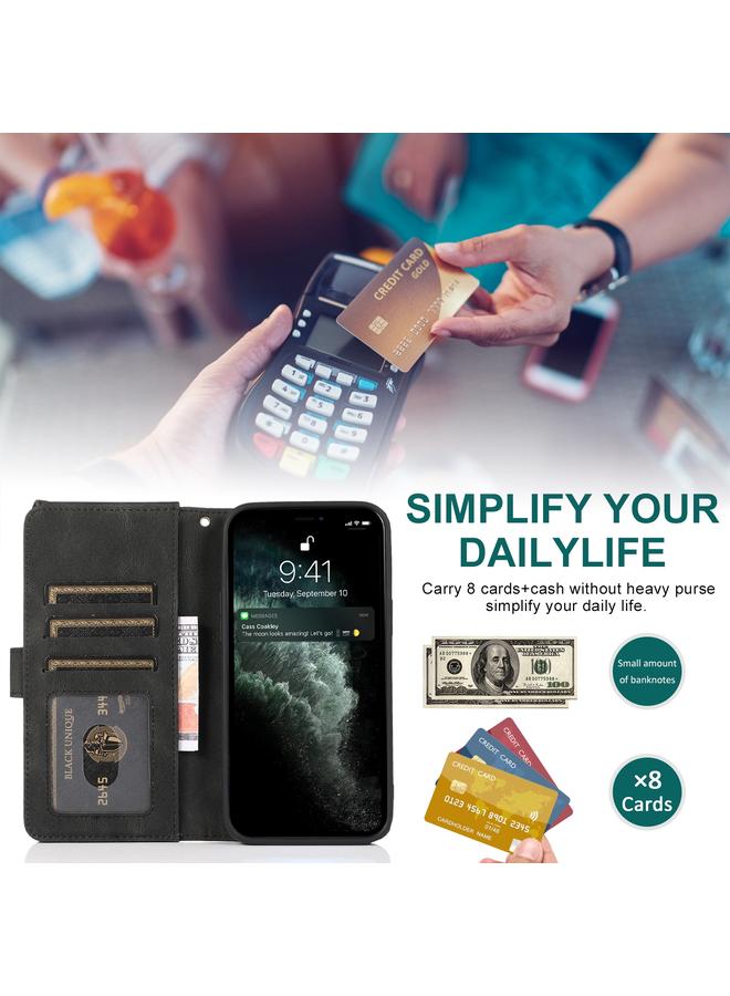 S-TOP Case For iPhone 12 Pro Max Skin-feel Crazy Horse Texture Zipper Wallet Bag Horizontal Flip Leather Case with Holder & Card Slots & Wallet & Lanyard - Image 4