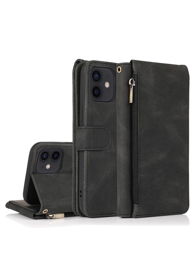 S-TOP Case For iPhone 12 Pro Max Skin-feel Crazy Horse Texture Zipper Wallet Bag Horizontal Flip Leather Case with Holder & Card Slots & Wallet & Lanyard - Image 1
