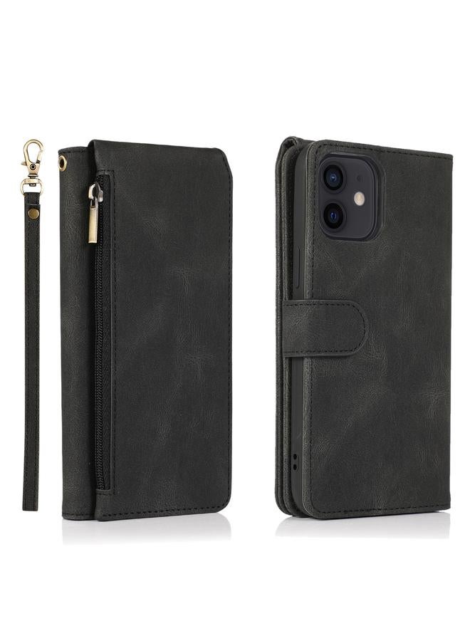 S-TOP Case For iPhone 12 Pro Max Skin-feel Crazy Horse Texture Zipper Wallet Bag Horizontal Flip Leather Case with Holder & Card Slots & Wallet & Lanyard - Image 2