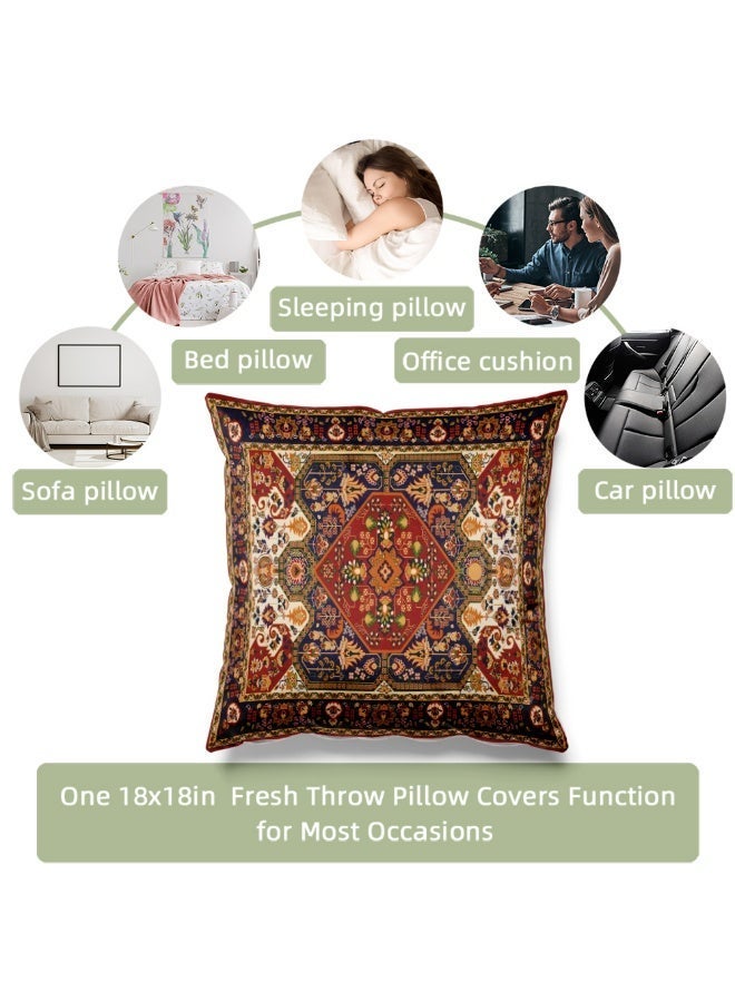 2-Pack Vintage Floral Bohemian Decorative Throw Pillow Covers, 18x18 Inch Super Soft Cushion Cases with Invisible Zipper - Image 4