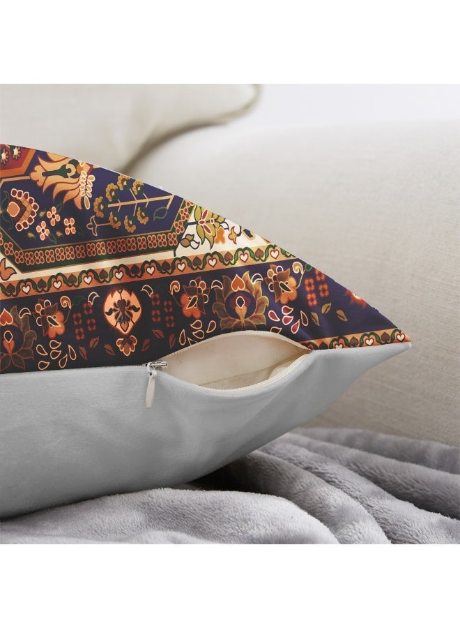 2-Pack Vintage Floral Bohemian Decorative Throw Pillow Covers, 18x18 Inch Super Soft Cushion Cases with Invisible Zipper - Image 5