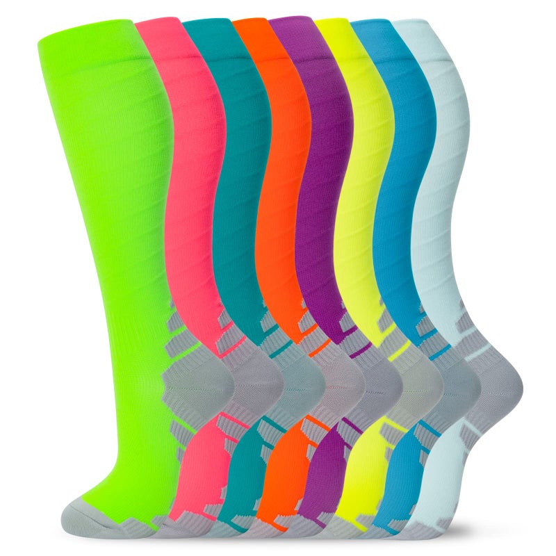 Fenglaoda 8 Pairs Compression Socks For Men & Women 20-30 Mmhg Knee High Nurse Pregnant Running Medical And Travel Athletic - Image 1