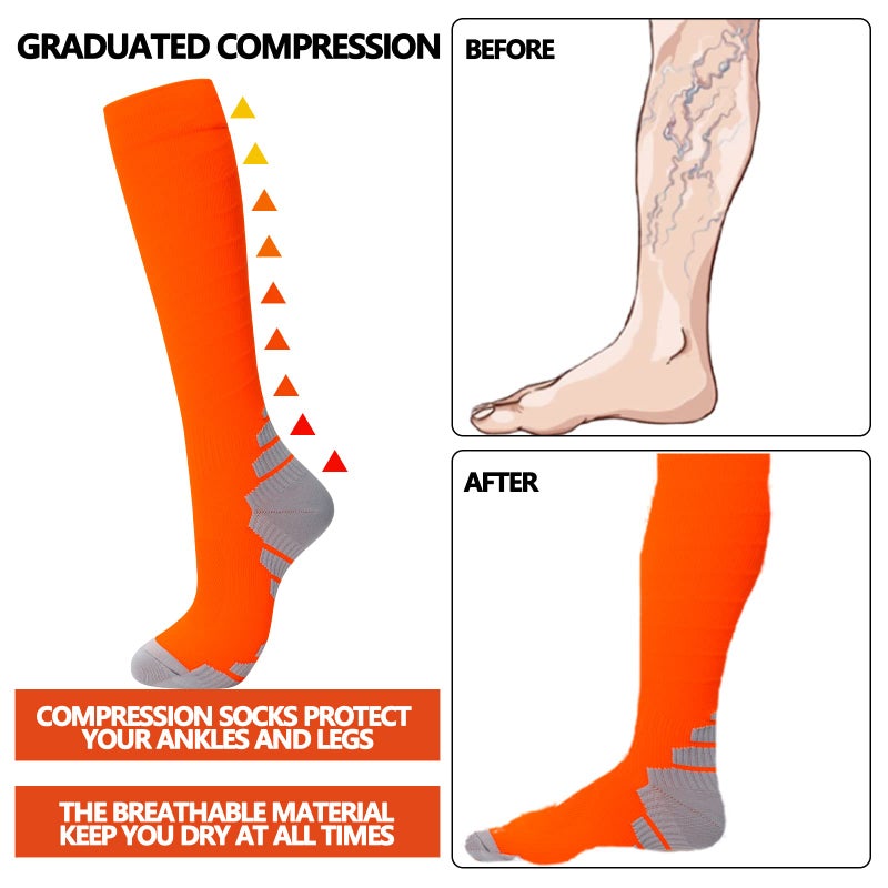 Fenglaoda 8 Pairs Compression Socks For Men & Women 20-30 Mmhg Knee High Nurse Pregnant Running Medical And Travel Athletic - Image 4