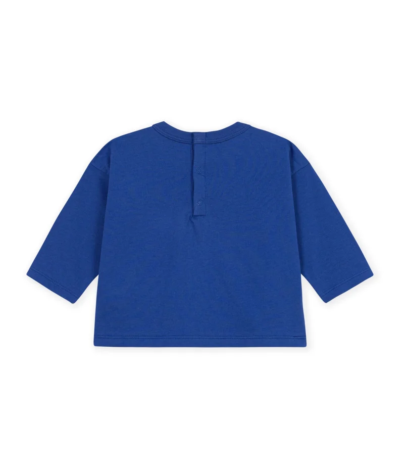 Petit Bateau Babies' Long-Sleeved Plain Cotton T-Shirt With A Motif