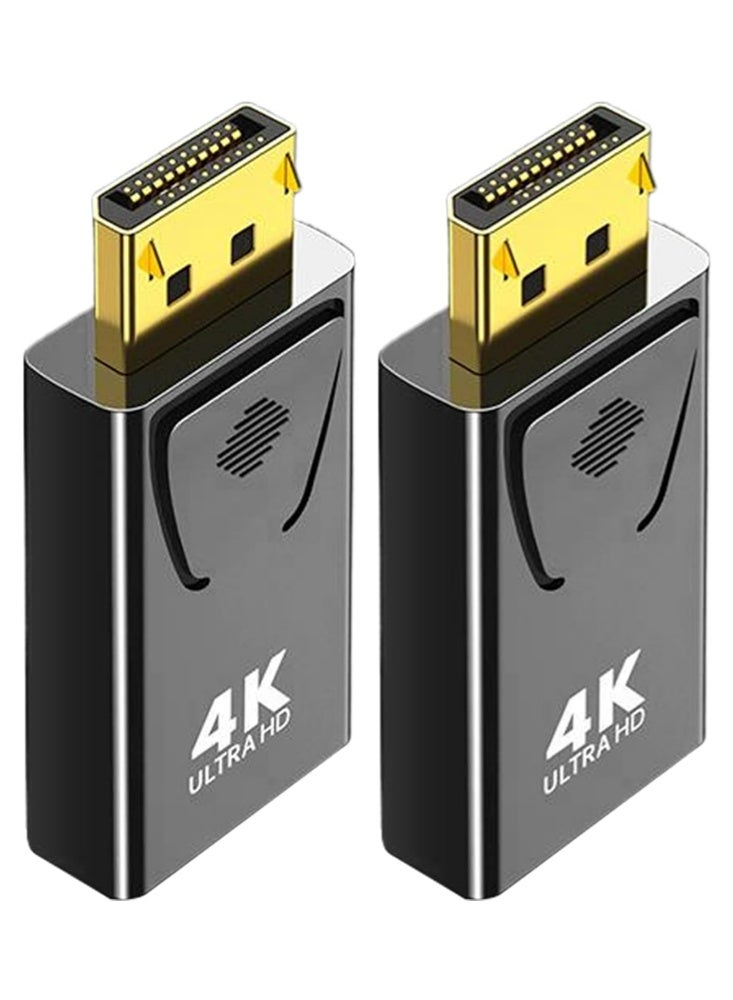4K DisplayPort to HDMI Adapter, 2 Pack Uni-Directional DP PC to HDMI Monitor Converter, 4K Ultra HD DP Display Port to HDMI Adapter(Male to Female), Compatible for Lenovo Dell HP and Other Brand (Black) - Image 1
