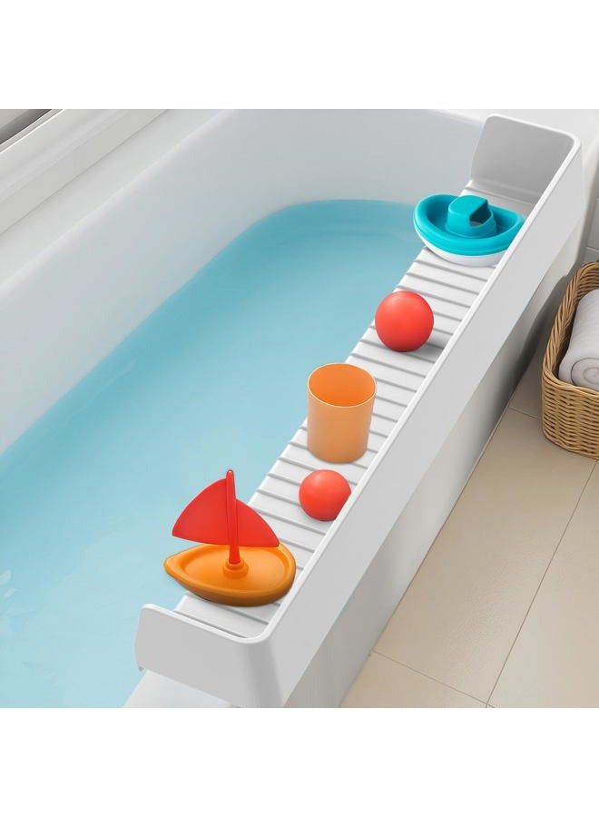 IwelKee Splash Guard for Bathtub Kids, Silicone Water Bathtub Splash Guard, Bathtub Play Shelf for Kids, Tub Splash Guard Prevents Water Spills in Bathroom (2.6 FT, Grey - Image 1