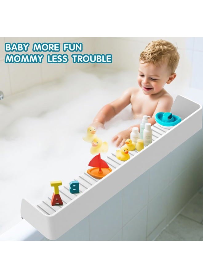 IwelKee Splash Guard for Bathtub Kids, Silicone Water Bathtub Splash Guard, Bathtub Play Shelf for Kids, Tub Splash Guard Prevents Water Spills in Bathroom (2.6 FT, Grey - Image 4