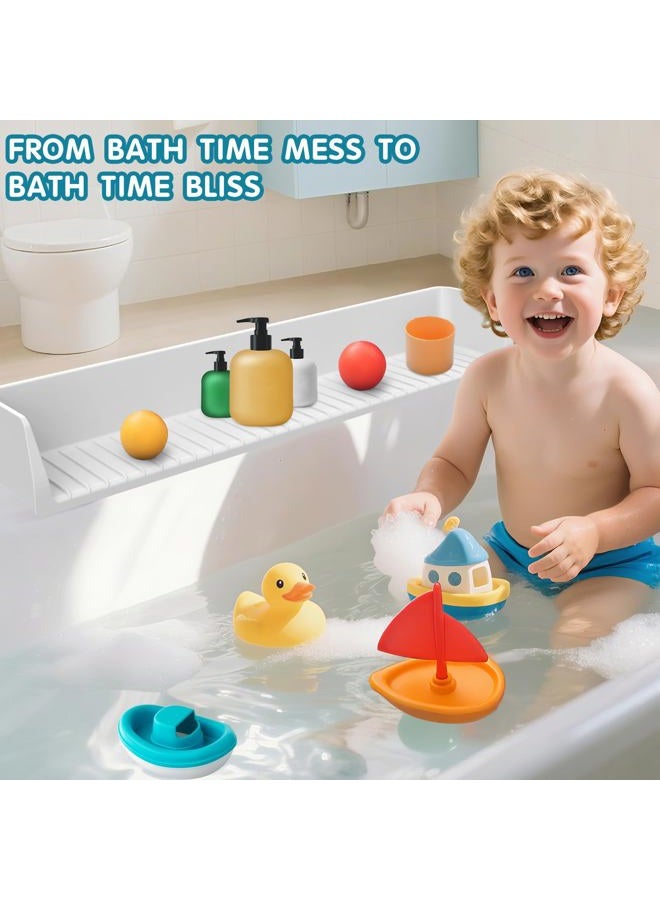 IwelKee Splash Guard for Bathtub Kids, Silicone Water Bathtub Splash Guard, Bathtub Play Shelf for Kids, Tub Splash Guard Prevents Water Spills in Bathroom (2.6 FT, Grey - Image 2