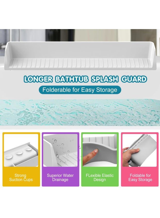 IwelKee Splash Guard for Bathtub Kids, Silicone Water Bathtub Splash Guard, Bathtub Play Shelf for Kids, Tub Splash Guard Prevents Water Spills in Bathroom (2.6 FT, Grey - Image 5