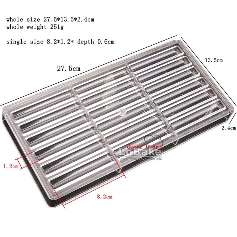 LoBake 18 cavities long sticks shape polycarbonate PC chocolate mold candy fondant ice cube mould baking moldes DIY bakeware supplies - Image 2