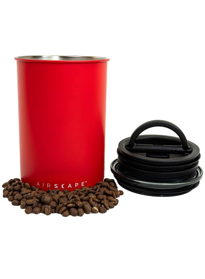 Planetary Design Airscape Stainless Steel Coffee Canister | Food Storage Container | Patented Airtight Lid | Push Out Excess Air Preserve Food Freshness (Medium, Matte Red) - Image 1