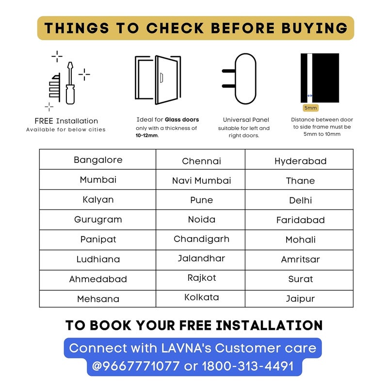LAVNA قفل باب زجاجي ذكي رقمي | 6 طرق لفتح القفل | بصمة، تطبيق موبايل، تحكم عن بعد، بطاقة RFID، OTP، PIN للأبواب الزجاجية المقواة 10-12 مم فقط | تركيب مجاني (LA5 بلوتوث) - Image 4
