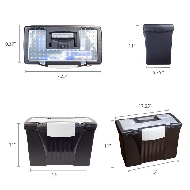 Storex Portable Letter/Legal Filebox with Organizer Lid, Letter/Legal Files, 14.5" X 10.5" X 12", Black - Image 3