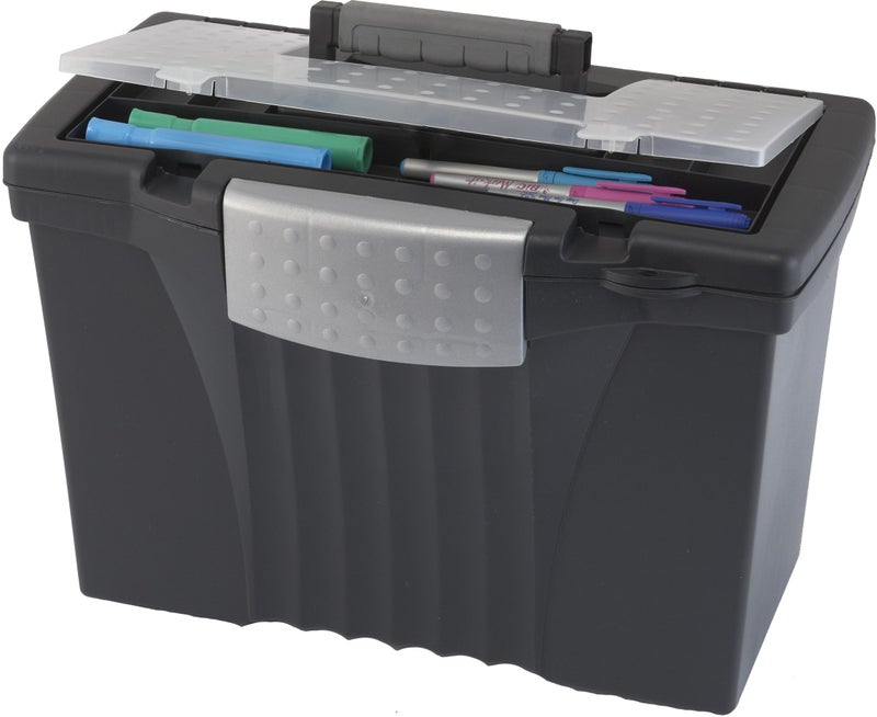 Storex Portable Letter/Legal Filebox with Organizer Lid, Letter/Legal Files, 14.5" X 10.5" X 12", Black - Image 5
