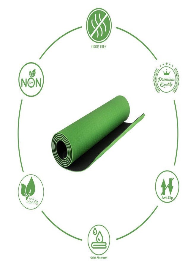 آيريس حصيرة يوغا من مادة TPE مانعة للانزلاق من IRIS Fitness لليوغا الساخنة والبيلاتس والجمباز، ذات وجهين (72 بوصة × 24 بوصة × 6 مم) - Image 5