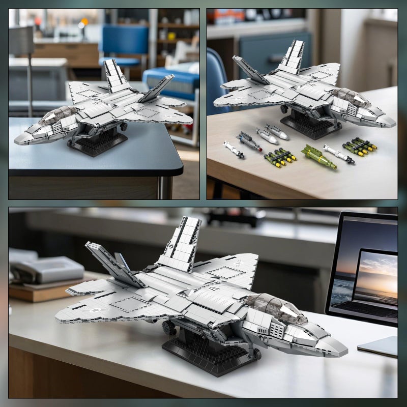 Reobrix F-22 Fighter Jet Building Sets for Adults, Military Raptor Fighter Display Model 33020, Technical Military Plane Collectible Set, Toys Gifts for Aviation Fans Boys Girls 14+ (1729 PCS) - Image 3