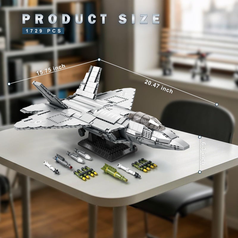 Reobrix F-22 Fighter Jet Building Sets for Adults, Military Raptor Fighter Display Model 33020, Technical Military Plane Collectible Set, Toys Gifts for Aviation Fans Boys Girls 14+ (1729 PCS) - Image 5