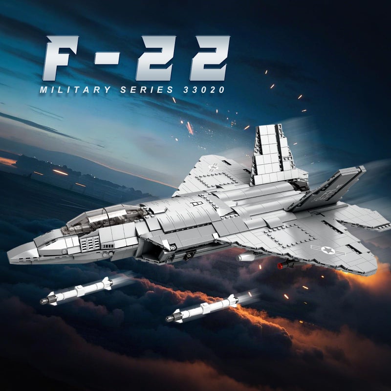 Reobrix F-22 Fighter Jet Building Sets for Adults, Military Raptor Fighter Display Model 33020, Technical Military Plane Collectible Set, Toys Gifts for Aviation Fans Boys Girls 14+ (1729 PCS) - Image 2