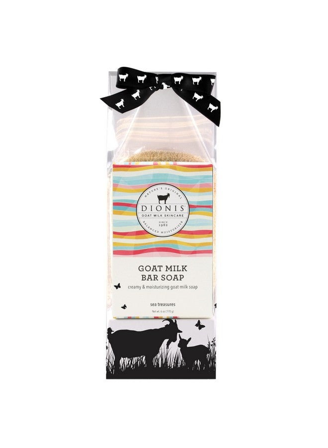 Dionis Goat Milk Sea Treasures Ultimate Bar Soap Shower & Bath 3 Piece Travel Set Creamy Rich Lather Exfoliates & Massages Hands Triple Milled Soap Bar Soap Saver Pad & Exfoliating Scrubber Bag - Image 1