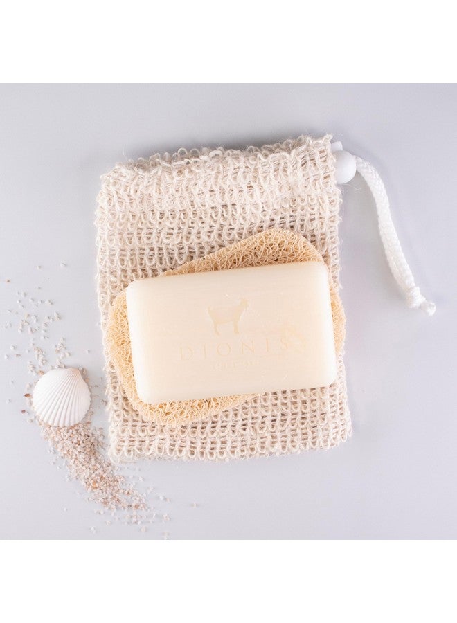 Dionis Goat Milk Sea Treasures Ultimate Bar Soap Shower & Bath 3 Piece Travel Set Creamy Rich Lather Exfoliates & Massages Hands Triple Milled Soap Bar Soap Saver Pad & Exfoliating Scrubber Bag - Image 4