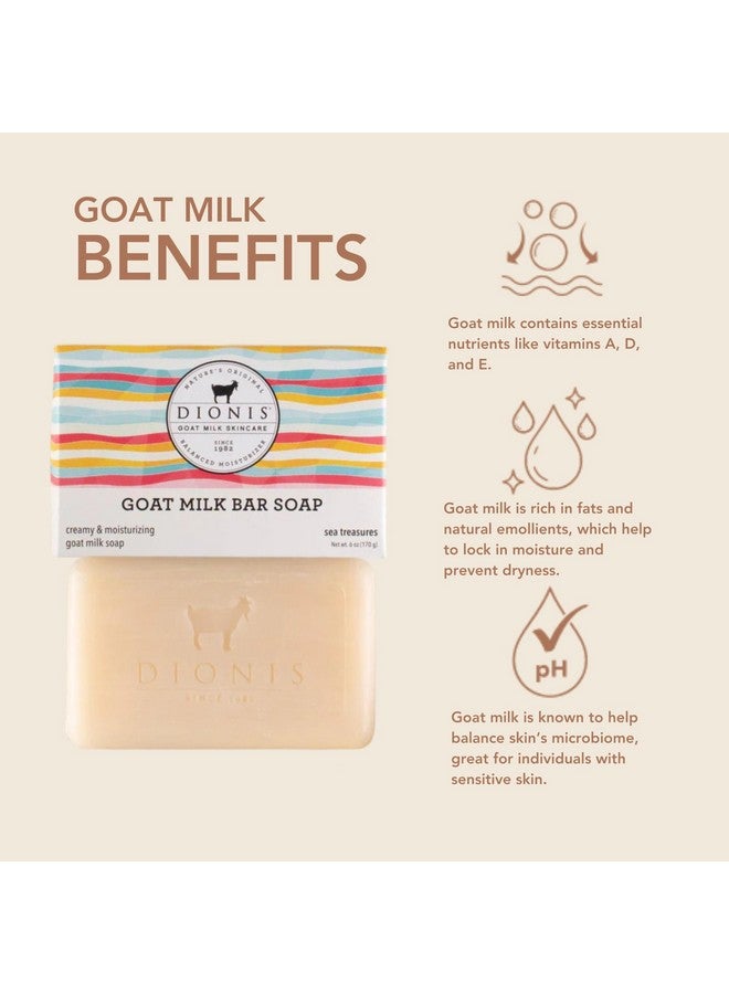 Dionis Goat Milk Sea Treasures Ultimate Bar Soap Shower & Bath 3 Piece Travel Set Creamy Rich Lather Exfoliates & Massages Hands Triple Milled Soap Bar Soap Saver Pad & Exfoliating Scrubber Bag - Image 2