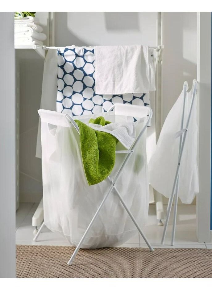 ALMUFARREJ - Laundry Bag With Steel Stand White 41x43x64centimeter - Image 1
