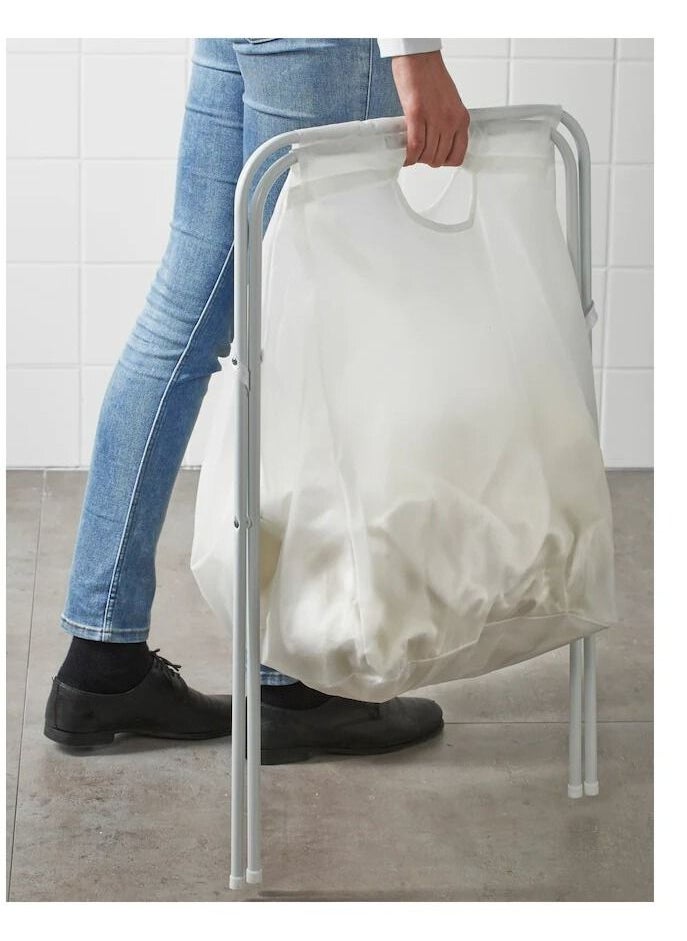 ALMUFARREJ - Laundry Bag With Steel Stand White 41x43x64centimeter - Image 1