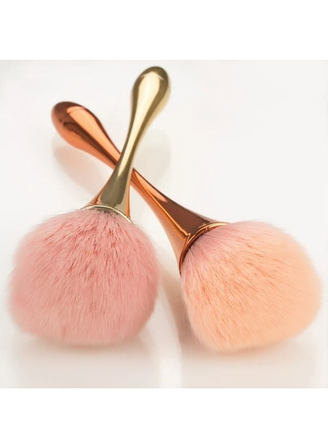 فرشاة مكياج كبيرة بلون وردي ذهبي ناعم بشعيرات صناعية وردية ناعمة لمستحضر الأساس والبودرة ورذيج التثبيت - Image 2
