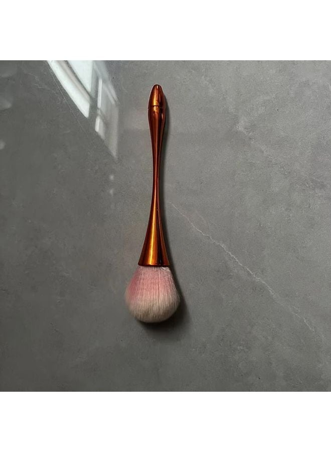 فرشاة مكياج كبيرة بلون وردي ذهبي ناعم بشعيرات صناعية وردية ناعمة لمستحضر الأساس والبودرة ورذيج التثبيت - Image 1