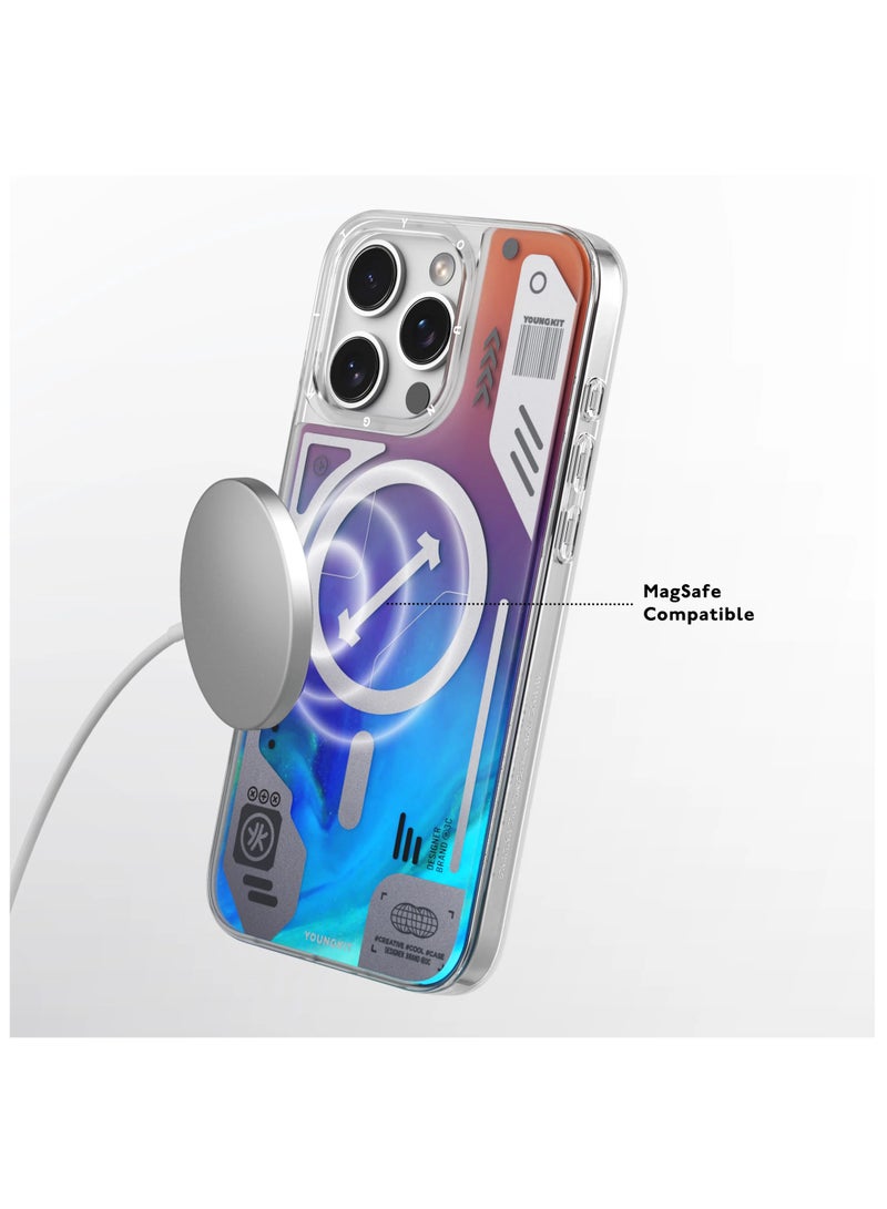 YOUNG KIT Cyberpunk Blue Luminous Quicksand MagSafe Case for iPhone 16 Pro Max – Glow-in-the-Dark Liquid Sand Shockproof Cover  - Image 5