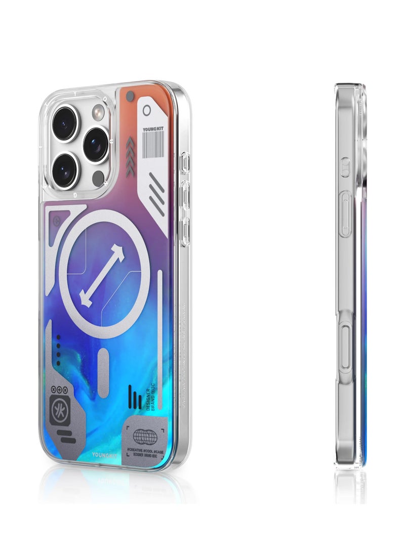 YOUNG KIT Cyberpunk Blue Luminous Quicksand MagSafe Case for iPhone 16 Pro Max – Glow-in-the-Dark Liquid Sand Shockproof Cover  - Image 2