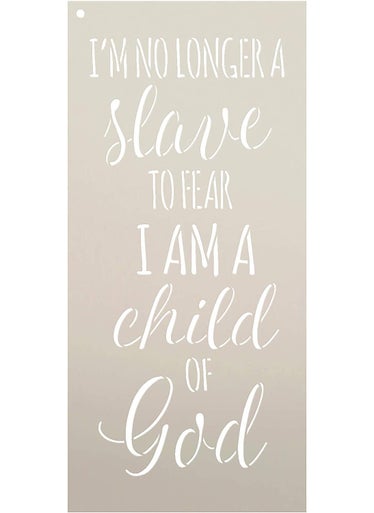 Ivana's No Longer Slave to Fear - Child of God Stencil | Reusable Mylar Template | Paint Wood Sign | Craft Rustic Faith Quote Home Decor | DIY Farmhouse Cursive Script Song Lyric | Size